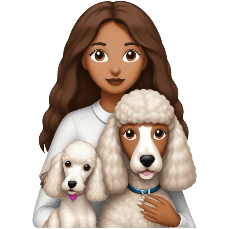 White Standard Poodle and Straight long hair brown skin Women emoji