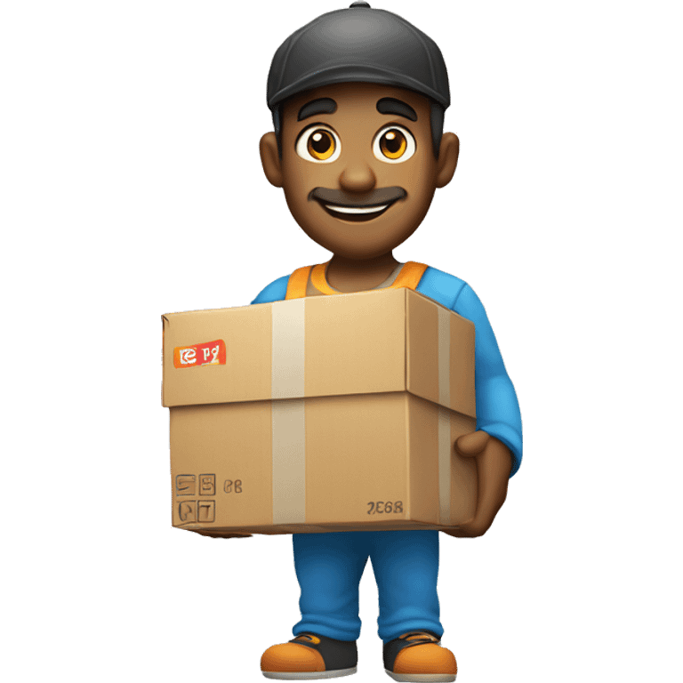 genie  as delivery boy  in his hand on the parcel  emoji