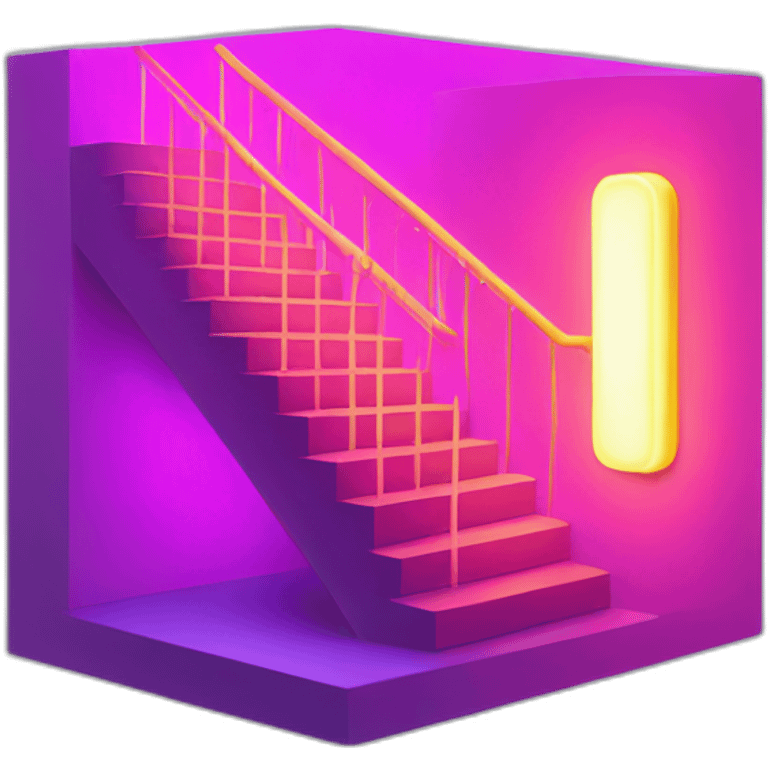 a stair with neon effect emoji