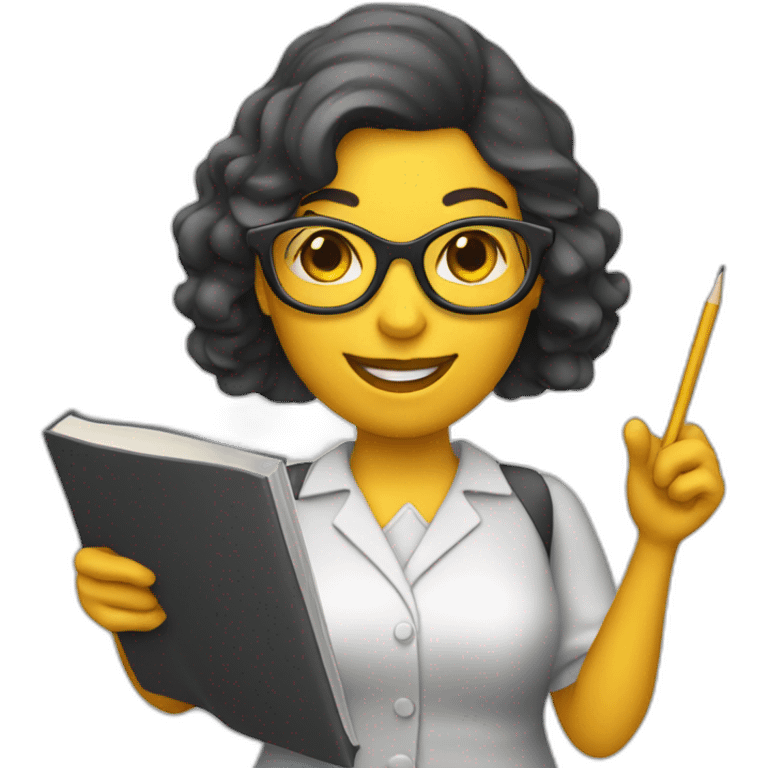 Teacher woman with a book and a pointer  emoji