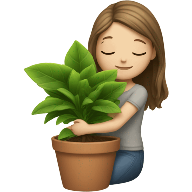  white Girl hugging plant emoji