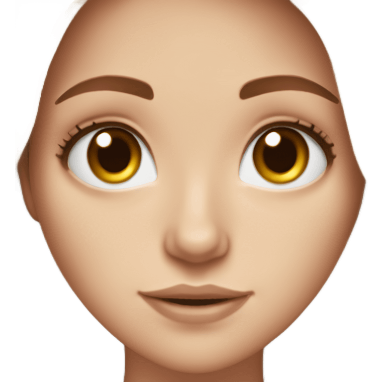 White girl with hazel coloured eyes and long brown hair. Freckles on her face emoji