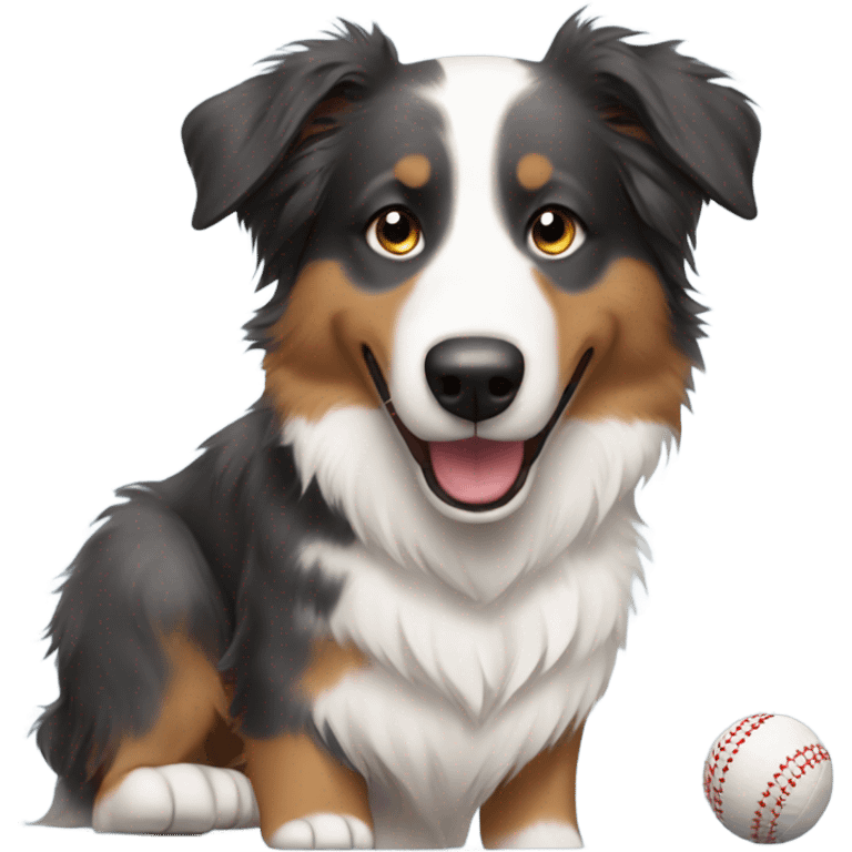 Australian shepherd playing hockey emoji