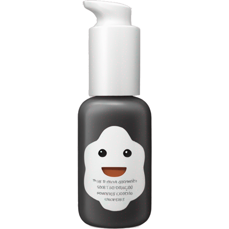 tiny facial exfoliant bottle with label emoji