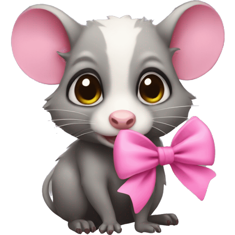 Possum with a pink bow in her hair emoji