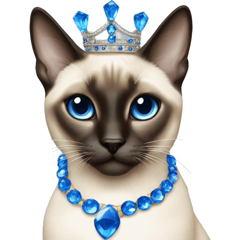 Queen Siamese cat with blue gems  emoji