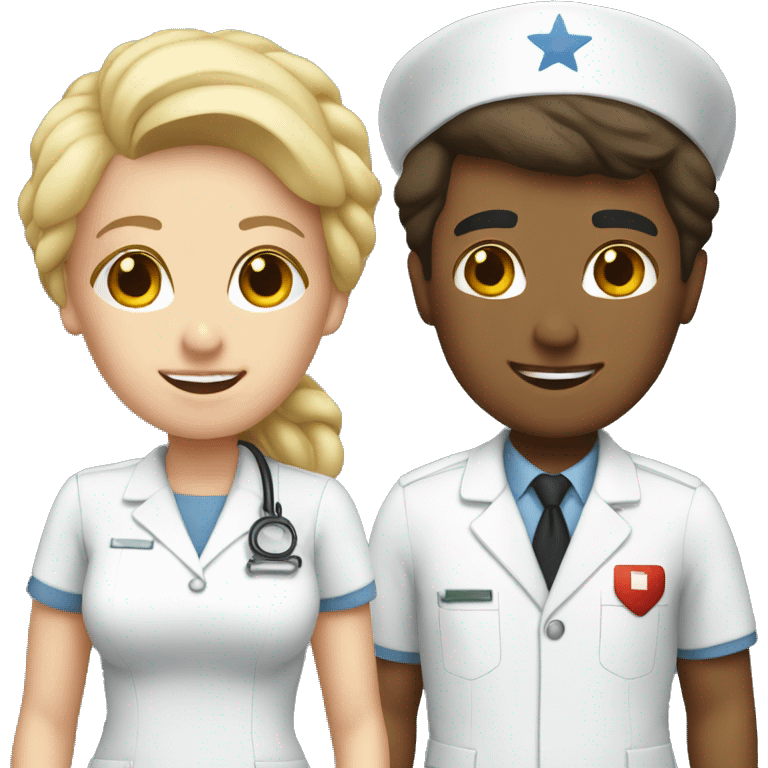 blonde nurse and brunette pilot couple  emoji