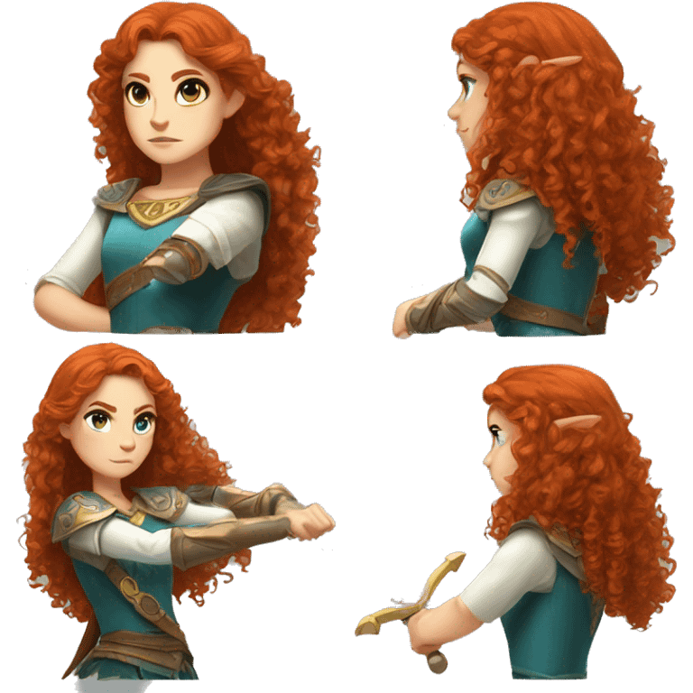 a white girl with long red curly hair and freckles, cosplaying Princess Zelda posing and ready for a fight emoji