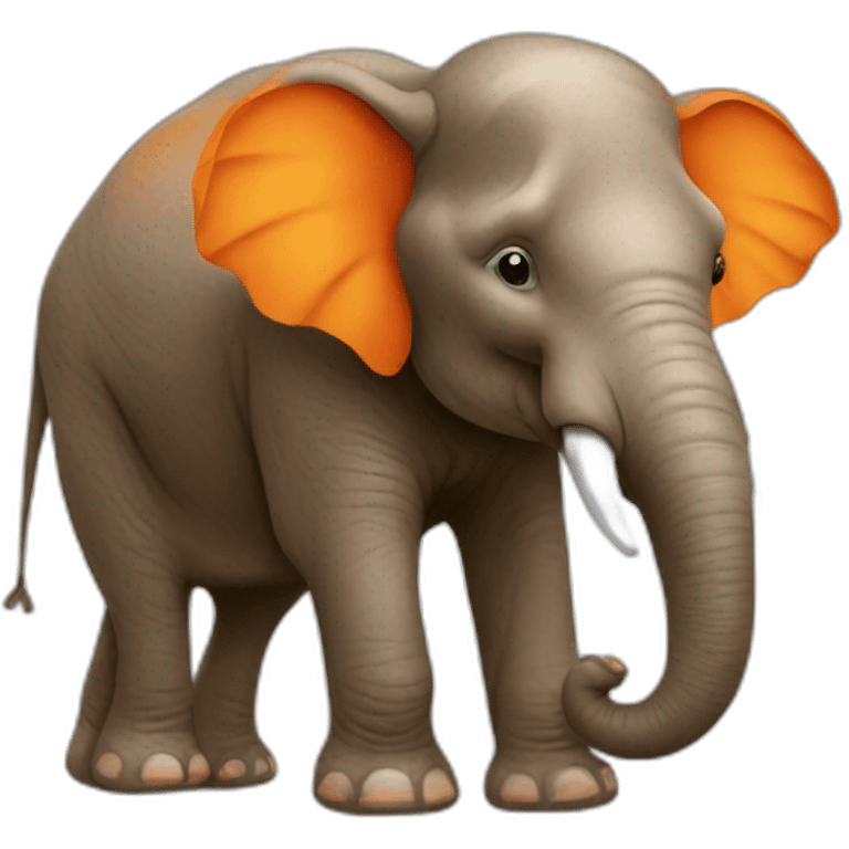 Shushing an orange colored elephant emoji