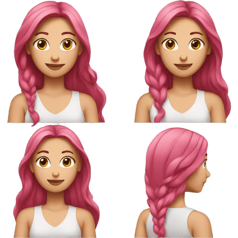 Woman with pink long hair and brownhorse emoji