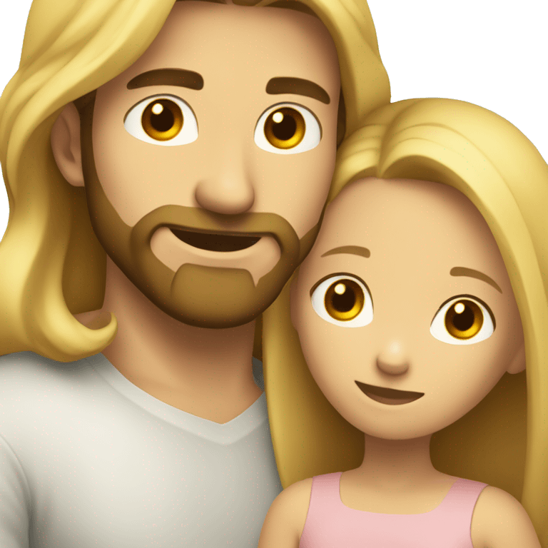 man with brown beard hugging girl with long blonde hair emoji