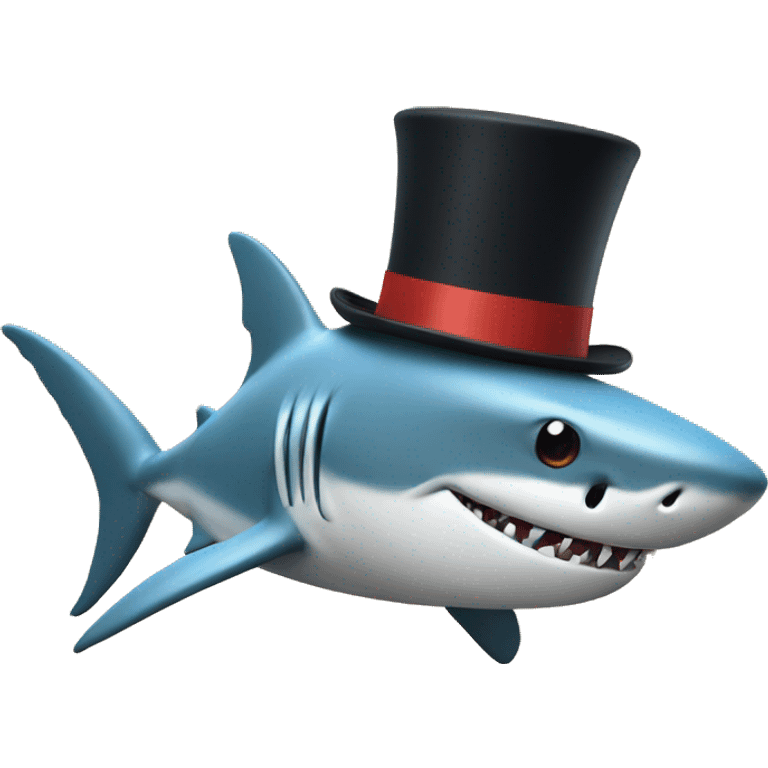 Shark with a top hat made of noodles emoji