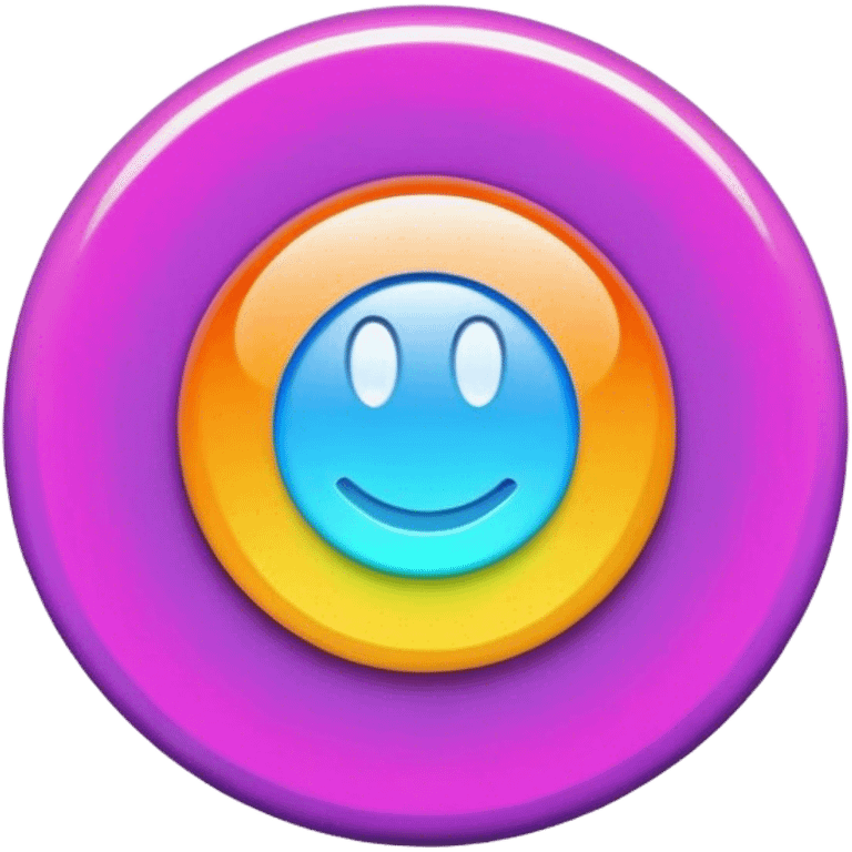 A round psychedelic colored button with bezeled edges emoji