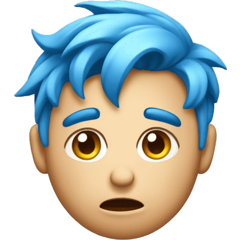 blushing confused emoji shrugging with blue hair emoji