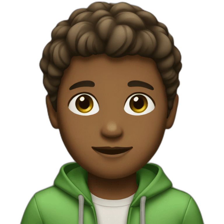 boy with brown skin color and green eyes and brown stylish hair emoji