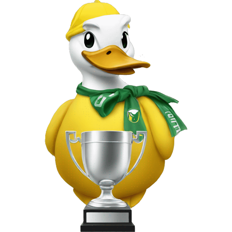 Oregon duck kissing a trophy emoji