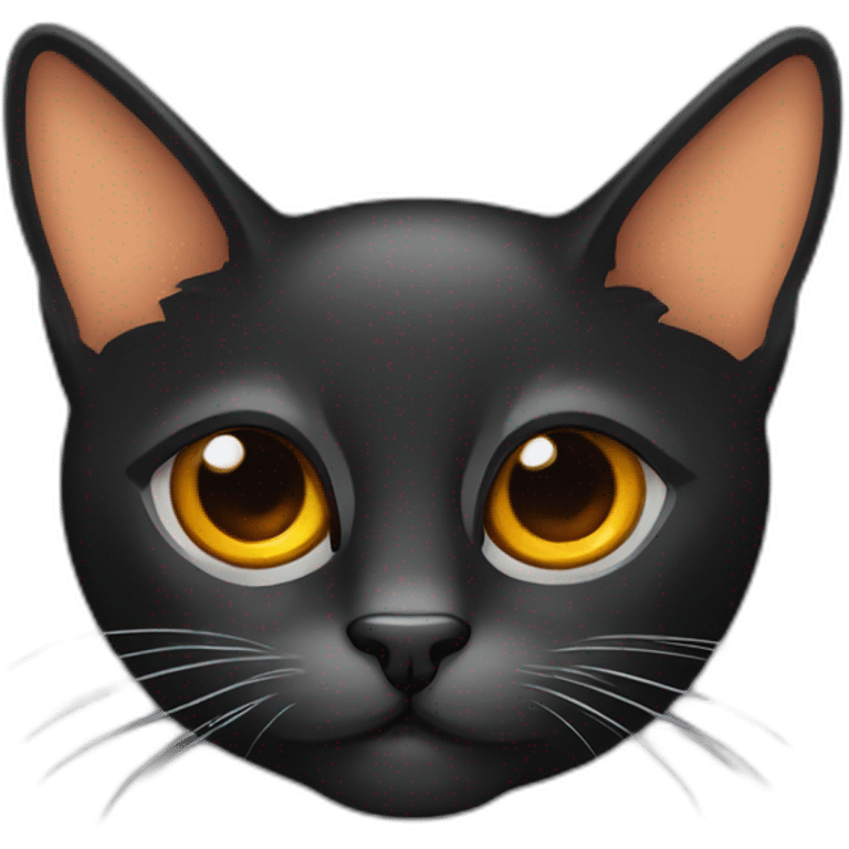 gato preto de coleira laranja com olho embaçado emoji