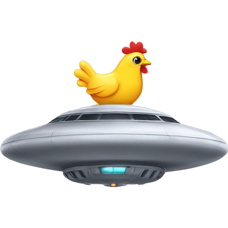 gray flying saucer with a chicken inside emoji