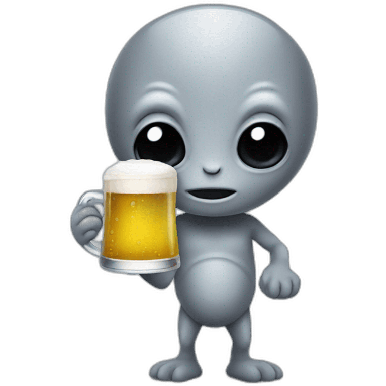 cute grey alien hold beer emoji