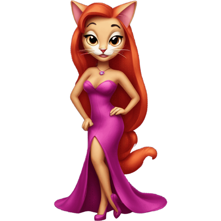 cat dressed as jessica rabbit emoji