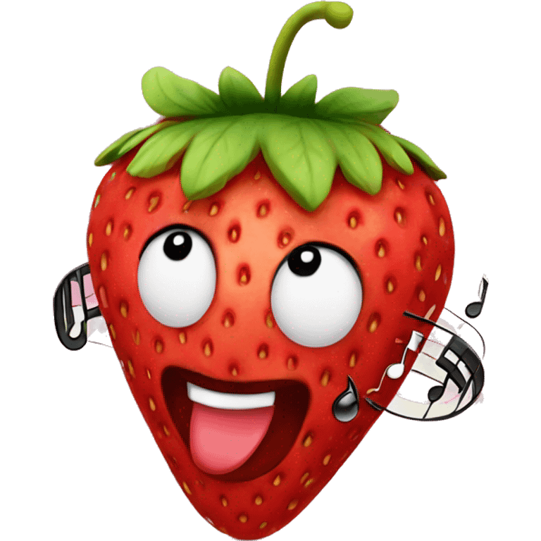 strawberry wih music  emoji