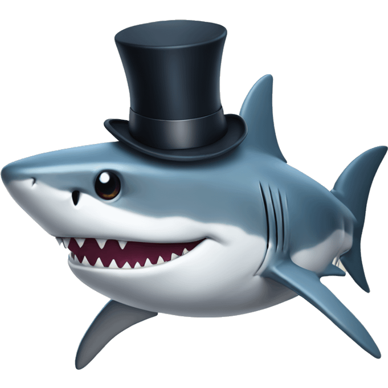 Shark with a top hat emoji