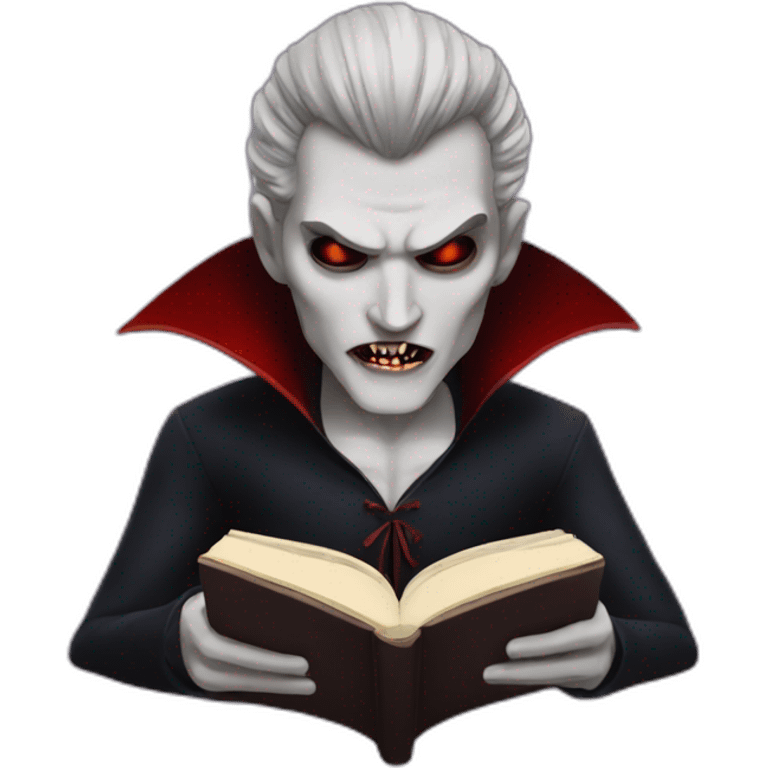 A vampire reading a book emoji