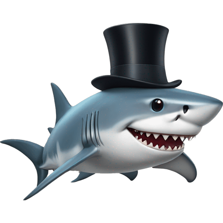 Shark with a top hat emoji