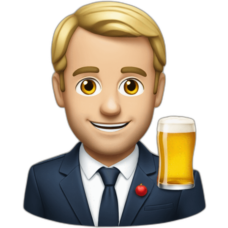 macron avec un bière emoji