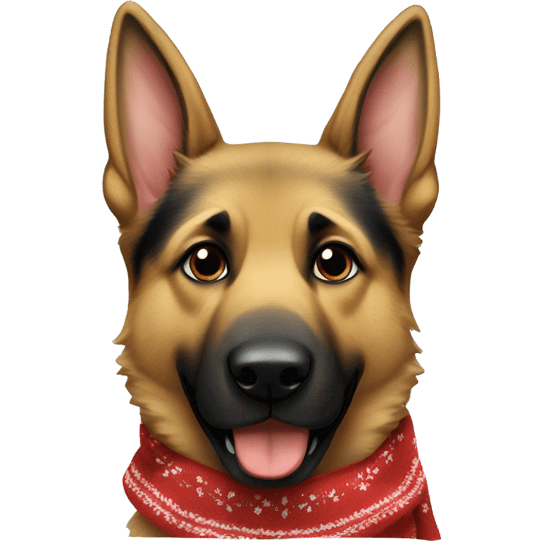 german shepherd with a christmas scarf  emoji