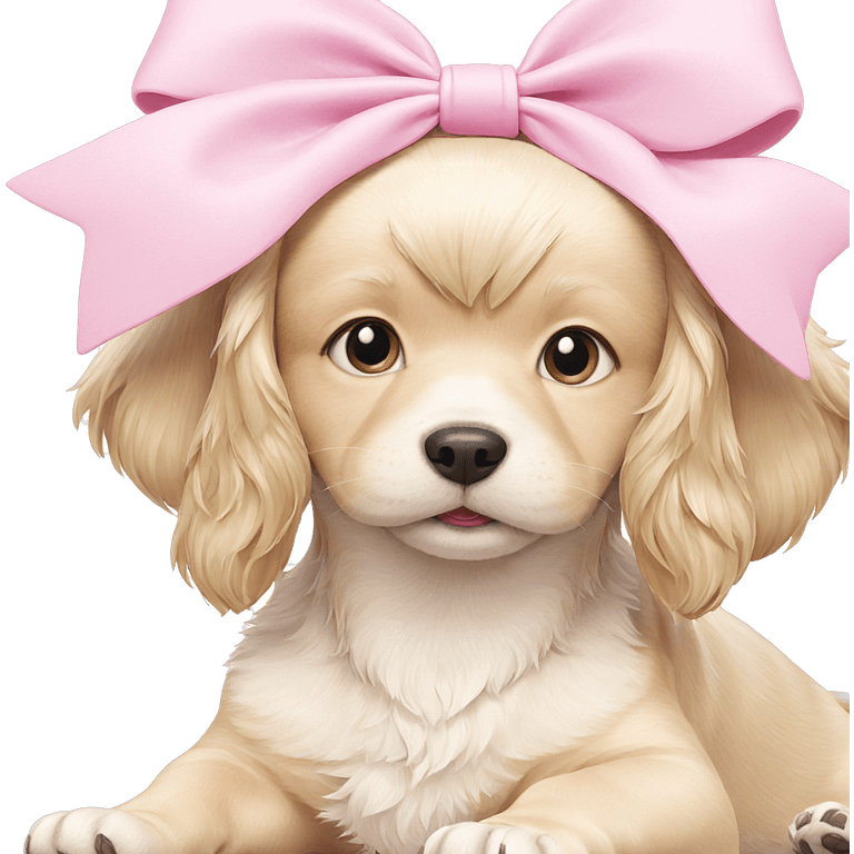 blonde dog with pink bow emoji