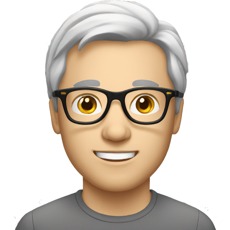 man in glasses black hair, white skin, european emoji