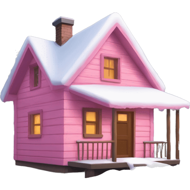 Snowed in pink cabin  emoji