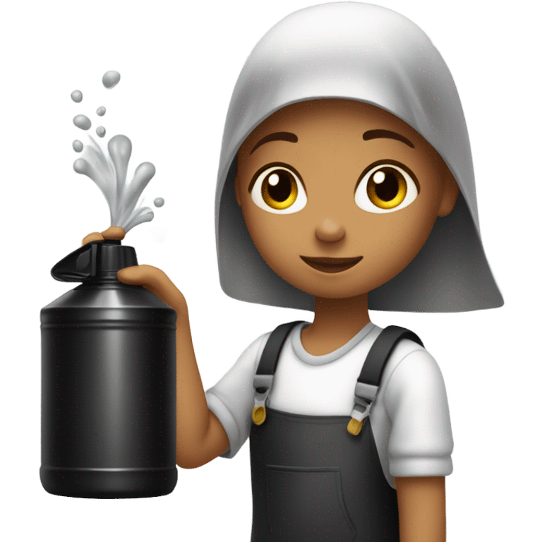 Girl spray black ink  emoji