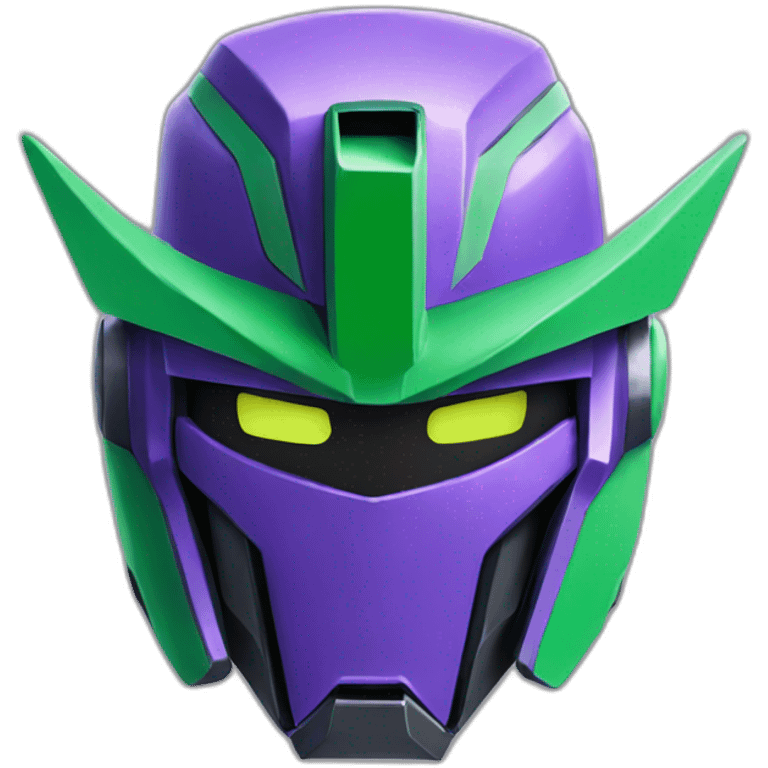 purple and green gundam face emoji