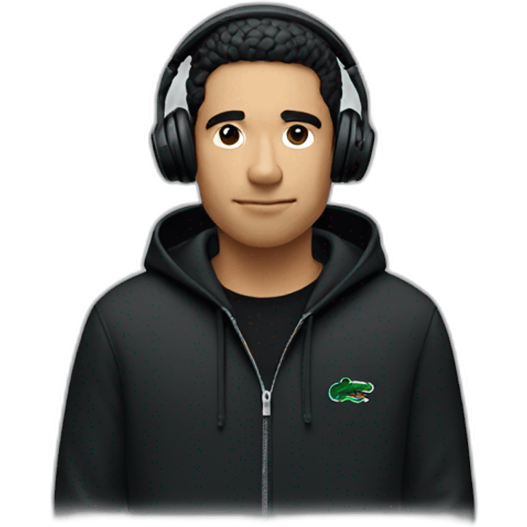 Lacoste headphone latin guy with black lacoste hoodie emoji