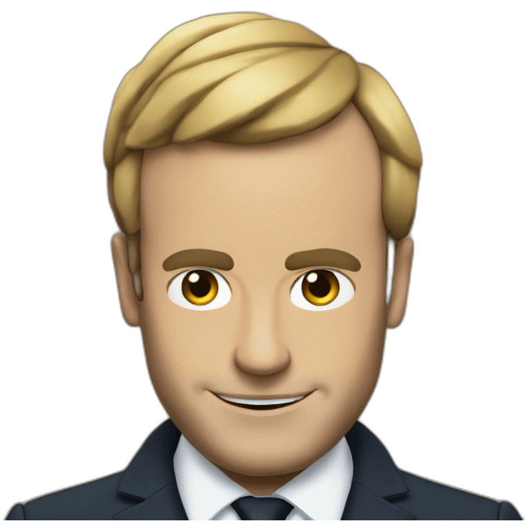 Macron met un bras tendu devant sa tête emoji