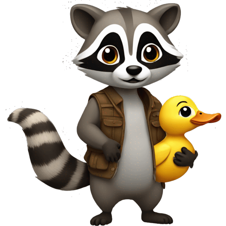 Raccoon holding a duck emoji