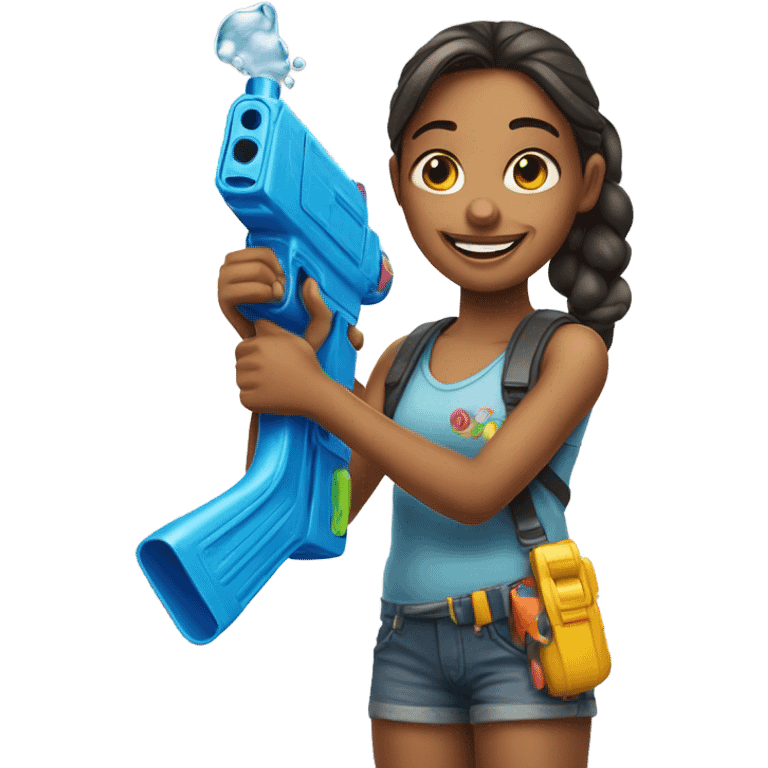 girl smiling with watergun  emoji