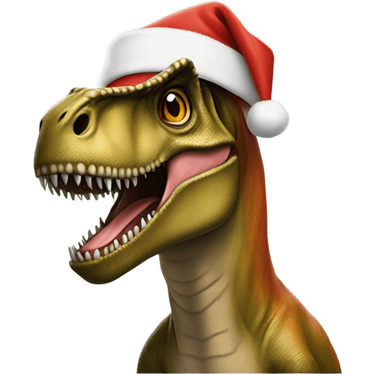 t. rex wearing a santa hat emoji