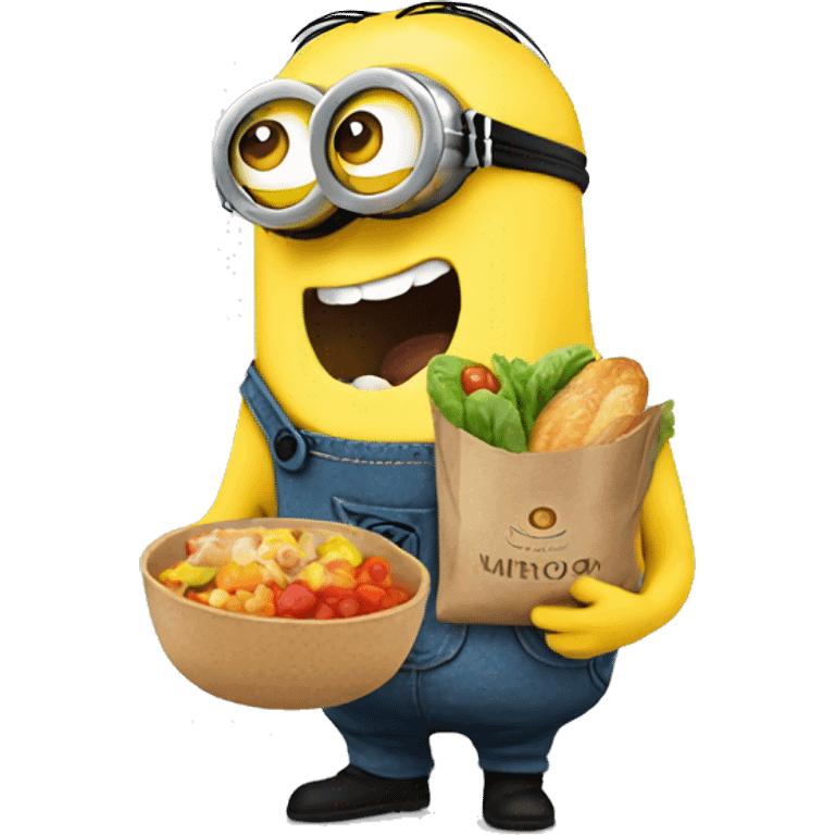 Minion with food emoji