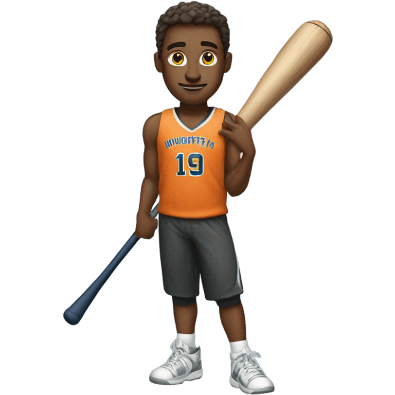 Basketball player holding baseball bat emoji