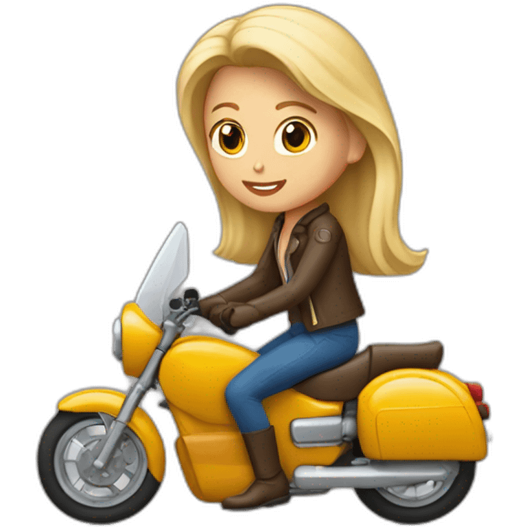 Une fille blonde et un garçon brun sur une moto emoji