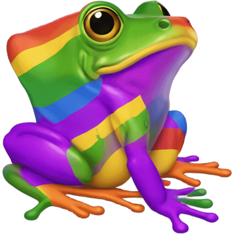 Lesbian pride flag coloured frog emoji