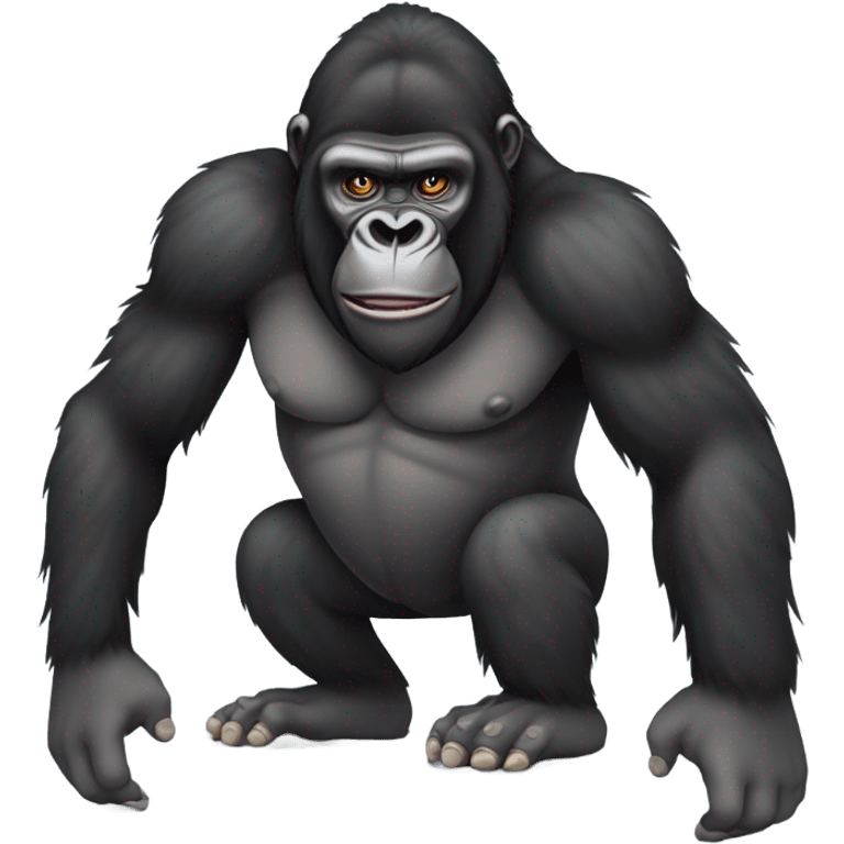 Gorilla entire body crouching down with hands hanging down and knees bent emoji