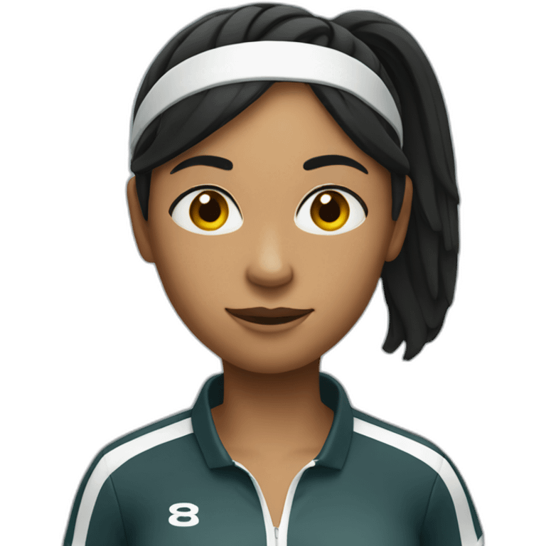 Tennis player woman black hair emoji