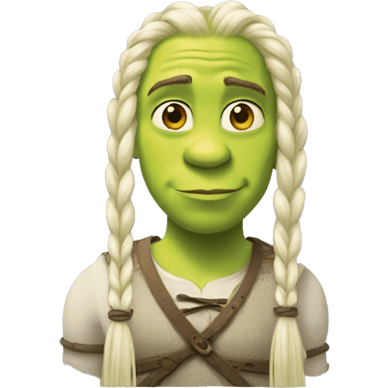 Shrek with white long braids emoji