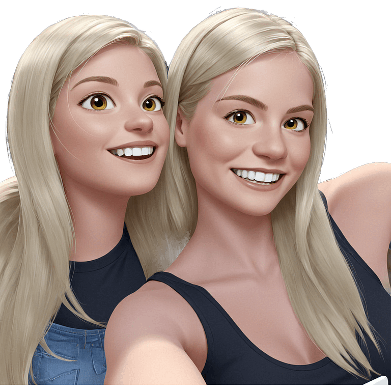 blonde girls smiling together emoji