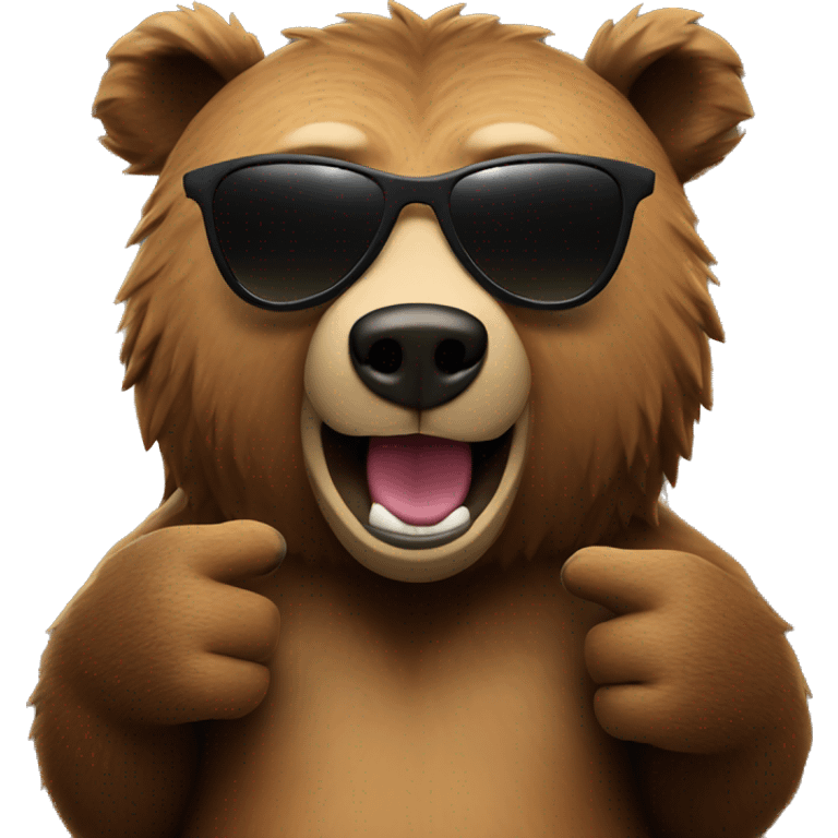 Grizzly bear with sunglasses and thumb up emoji