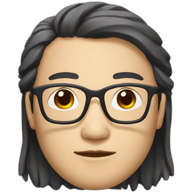 Chinese with glasses and long hair emoji